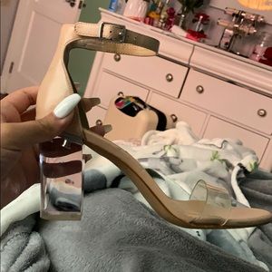 clear heel with clear strap also cream base